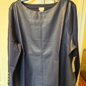 NWT Chico's Navy Faux Leather Tunic